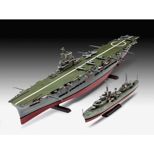 German Revell 1/720 Royal Navy HMS Ark Royal & Tribal-class Destroyer Plastic Model Kit 05149