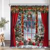 Christmas Shower Curtain Xmas Tree Gifts Winter Forest Cedar Nature Landscape Home Wall Hanging Fabric Bathroom Curtains Decor