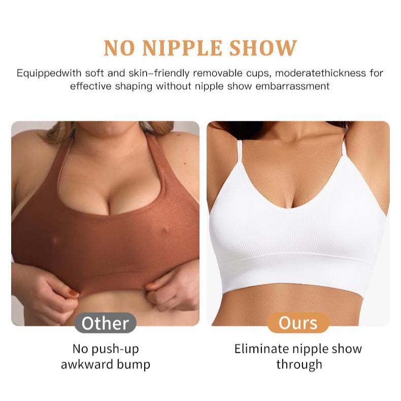 Women Seamless Deep U Backless Bralette Wireless Removable Padded Bra Breathable Crop Top