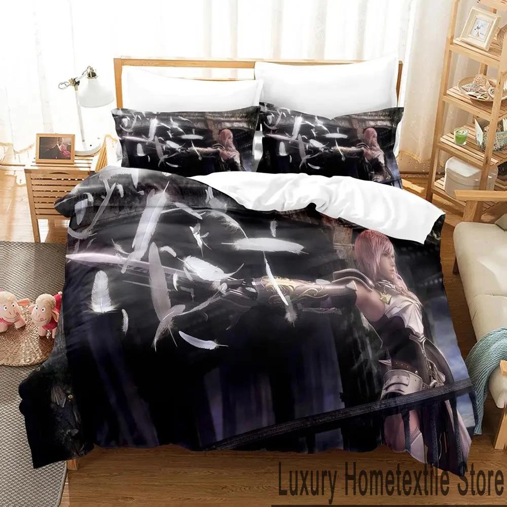 3D Print Anime Game FINAL FANTASY XIII-2 Bedding Set Boys Girls Twin Queen King Size Duvet Cover Pillowcase Bed Boys Adult