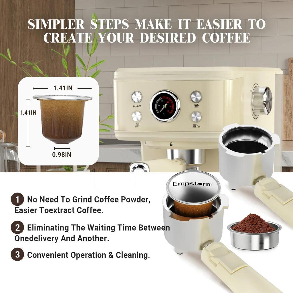 Empstorm 04E Portable Coffee Machine 20 Bar Semi-Automatic Espresso Machine Home Office Coffee Machines with Visible Water Tank