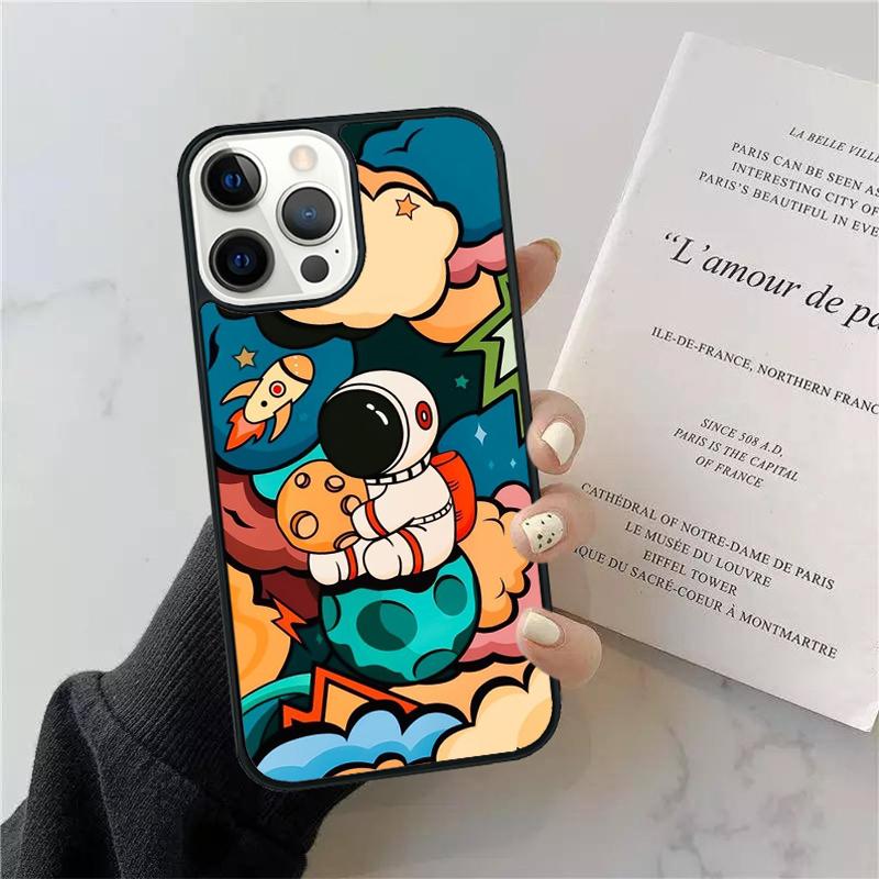 Cute Cartoon Astronaut Phone Case Cover For iPhone 17 Air 15 13 Pro Max 16 14 Plus 11 12 Apple max