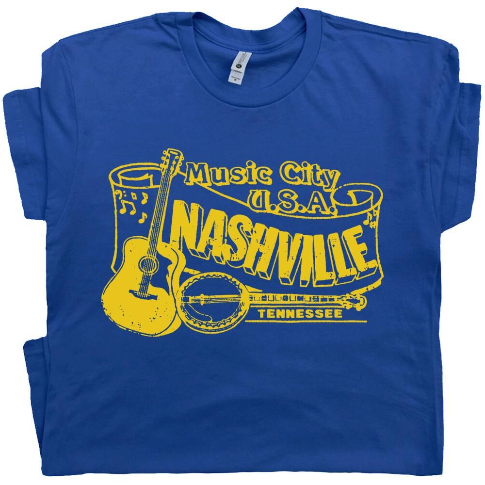 

Nashville T Shirt Vintage Country Music Opry Banjo Bluegrass Tennessee Grand Ole 4XL