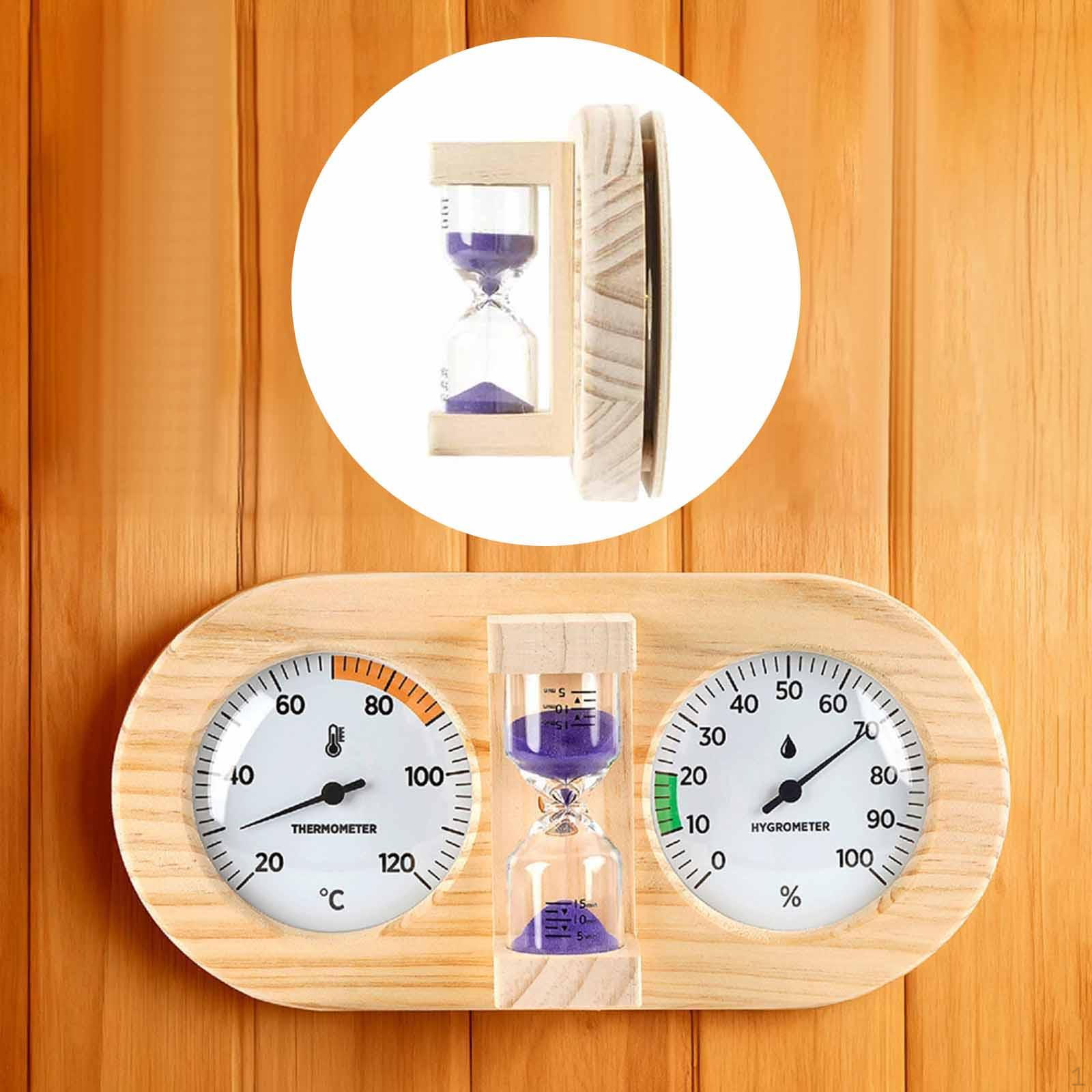 

Thermometer, Hygrometer And Hourglass for Sauna, Gym, Steam Room Spa.