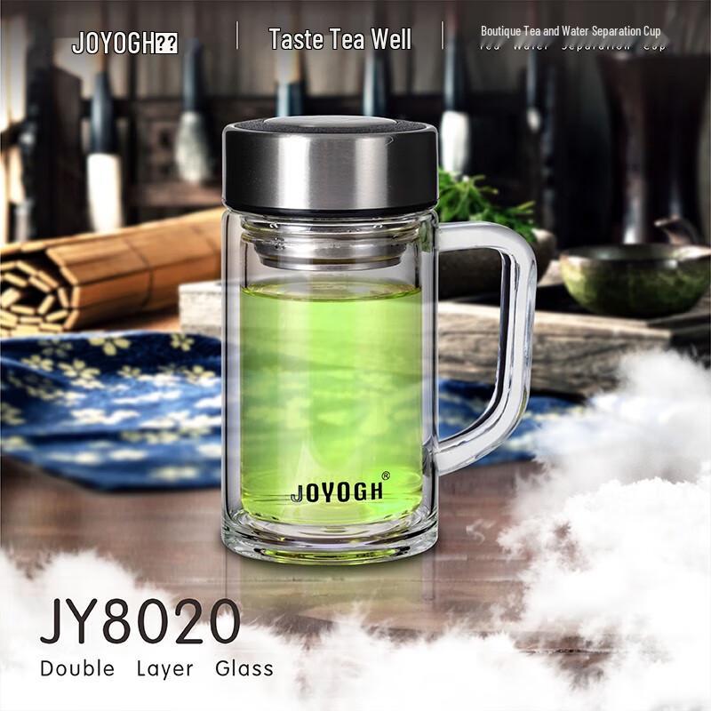JOYOGH Double-Wall Borosilicate Glass Tea Mug with Infuser