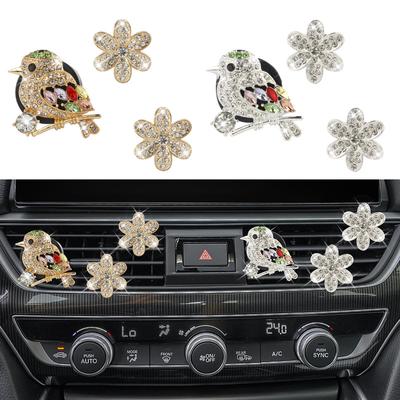 Cristal Diamant Floare Pasăre Odorizant Auto Clip Ventilație Colibri Drăguț Norocos Clipuri Ventilație Accesorii Auto Bling pentru Femei