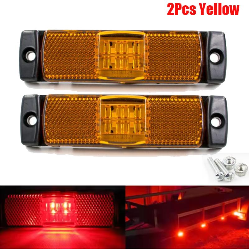 4 LED Reflector Panel Light Truck Identification Light Turn Signal Clearance Brake Tail Light For Trailer Bus Lorry Van 12V 24V