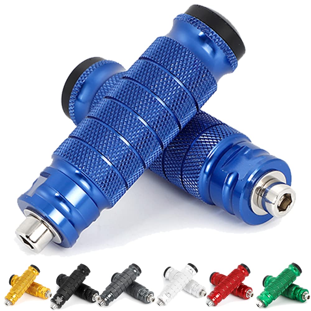 Foot Peg Step Bar Bike Step Tandem Step Pedal Knurled CNC Aluminum General Purpose Left and Right Set (Blue)
