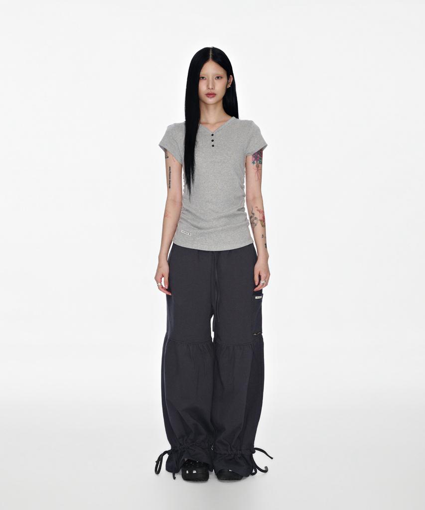 Soheul Leg Tunnel Flare Pants (Charcoal)