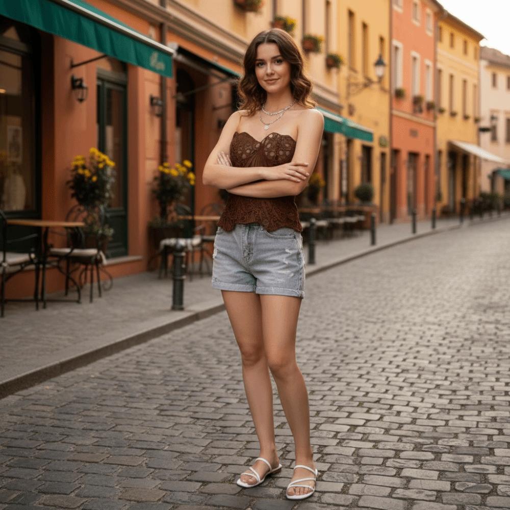 Back Tie Slimming Tube Top Irregular Hem Lace Corset Close Fit Women Underwear Women’s Wear