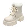 2025 Winter Fluffy White Fur Women Short Snow Boots Plush Warm Platform Booties Comfort Square Heel Ladies Shoes