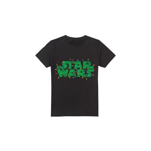 STAR WARS Mens Christmas Lights Logo T-Shirt