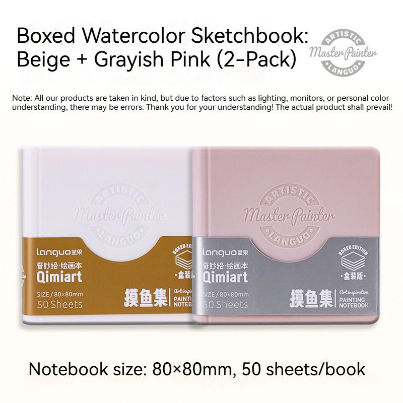 50 Blatt Tragbares Zeichenskizzenbuch Dicke Pappe Mini Acrylmarker Stifte Buntstifte Kunstbuch für Aquarellmalerei