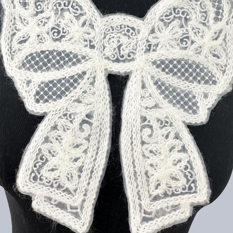 2pcs Embroidery Collar Flower Fashion Diamond Bow Knot Chest Flower Nail Bead Three-dimensional Flower Women