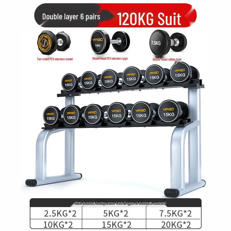Xilu 120kg Round Head Rubber Coated Dumbbell Set