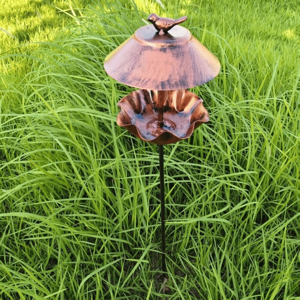 Wavy Curved Petal Bird Feeding Station Large Capacity Garden Bird Basin Garden Ornament