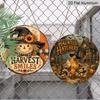 1Pc/2Pcs 2D Flat Aluminum Fall Halloween Hanging Sign, Retro Scarecrow Harvest Theme & Witch Chick Haunted House Pumpkin Printed Metal Door Hanger