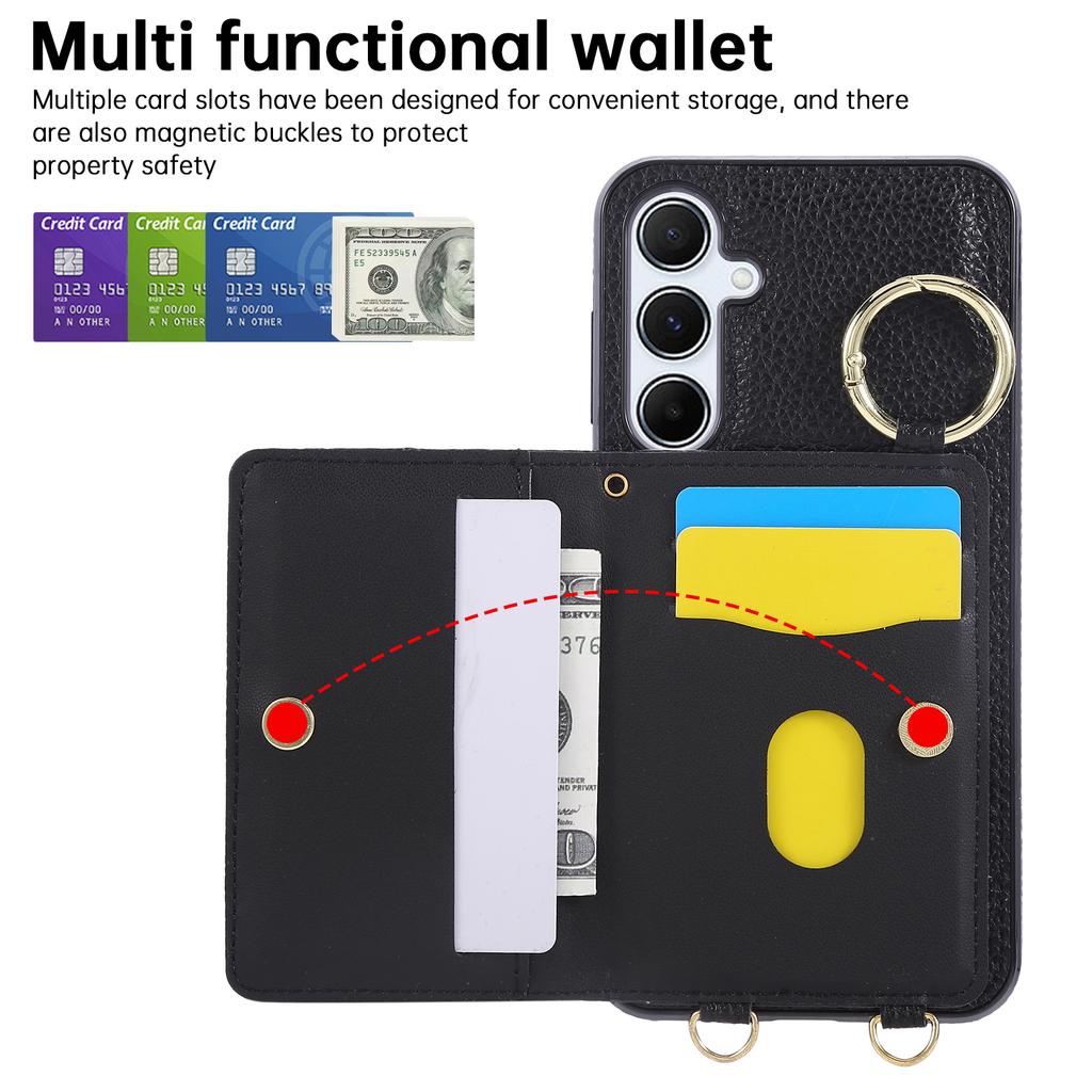 For Samsung Galaxy S25+/S24+ Case Kickstand Rhombus Leather+TPU Phone Cover with Shoulder Strap