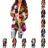 Women's Casual Long Cardigan Coat with Halloween Print for Festive Occasions