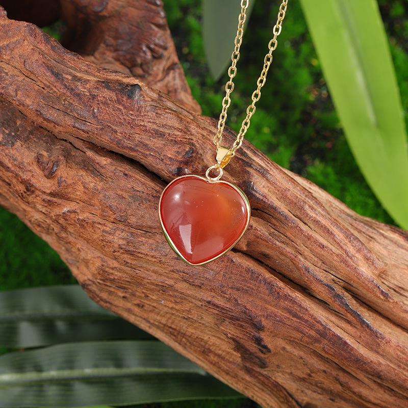 Rose Quartz Heart Shaped Natural Stone Agate Golden Edge Wrap Pendants Healing Crystal Chakra Reiki Love Gemstone