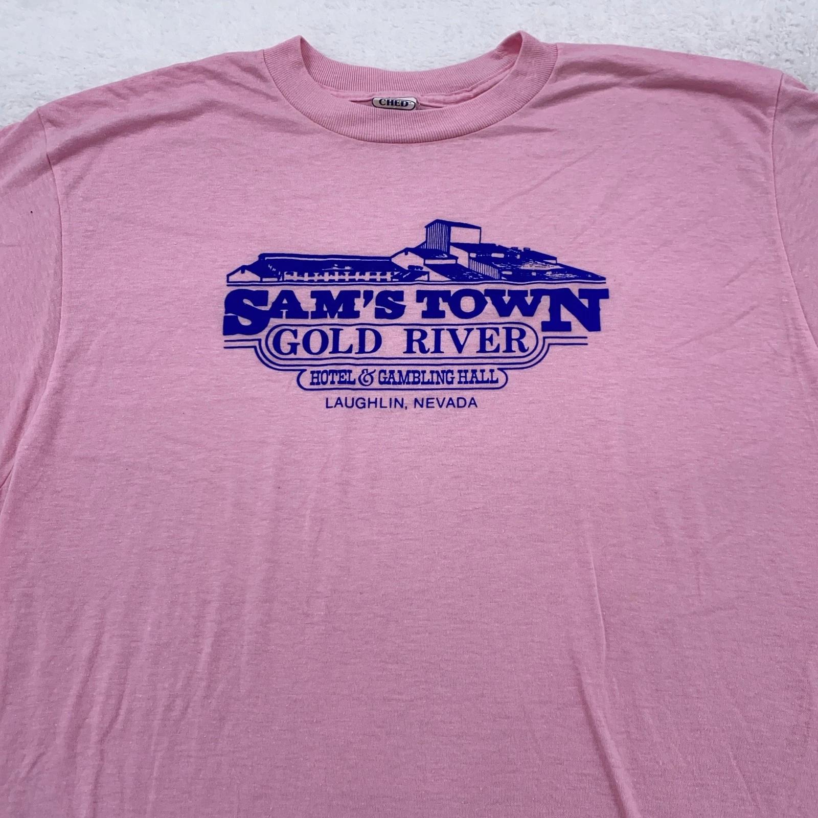 Vintage Sam s Town Gold River Shirt Mens Medium Casino Hotel Laughlin Nevada 90s 2XL