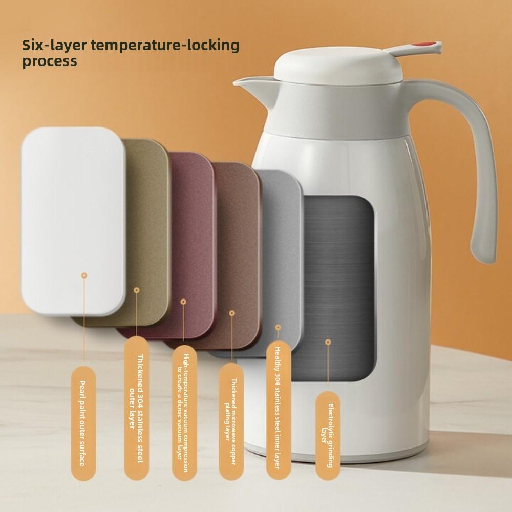 COOKER KING 2.2L Large Capacity Thermos Flask 304 Stainless Steel Vacuum Thermos Flask Insulated BPA Free Home Use Thermos Flask