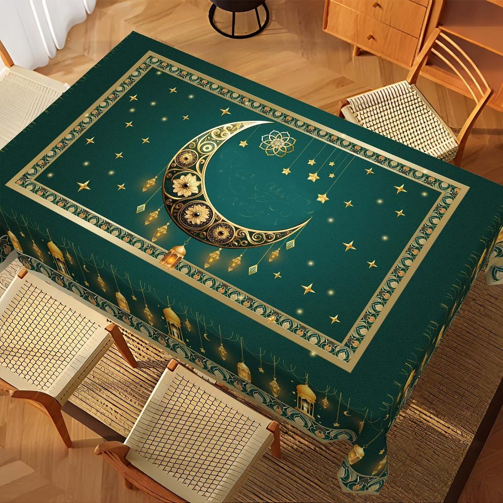 Mystic Moon Festival Table Cover - Ethnic Printed Decor for Dining, Party, and Home Holiday Tablecloth Wrinkle-Resistant