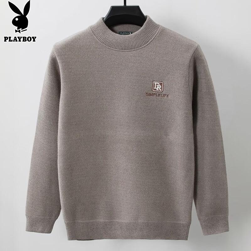 PLAYBOY Men's Thickened Fleece-Lined Knit Sweater