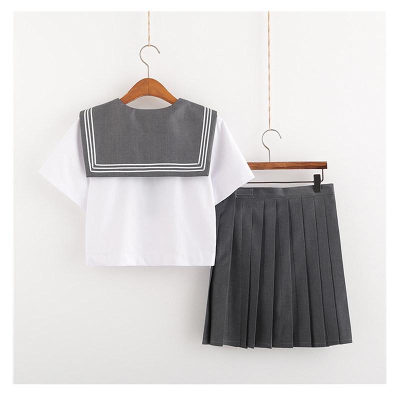 Authentic Soft Girl Japanese JK Three-Piece School Uniform: Academic-Style Kansai Collar Student Sailor with Long Sleeves