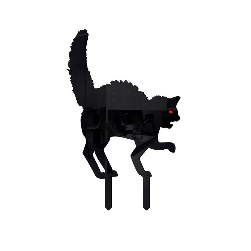 Black for Cat Silhouette Stake Set of 3 Lawn Yard Halloween Horror for Cat Statue Garden Patio Acrylic Stakes Outdoor Ar