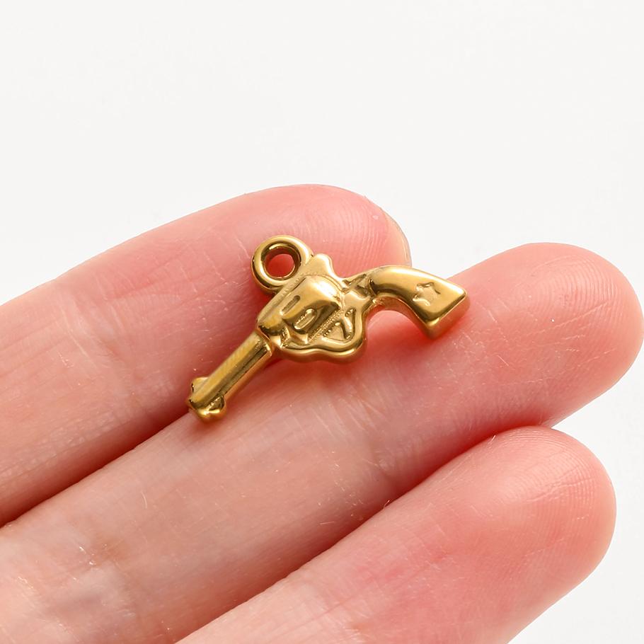 6pcs Tools Pendant Sword Gun Axe Real Gold Plated Stainless Steel Charms For Jewelry Making Necklace Keychain Handmade Material