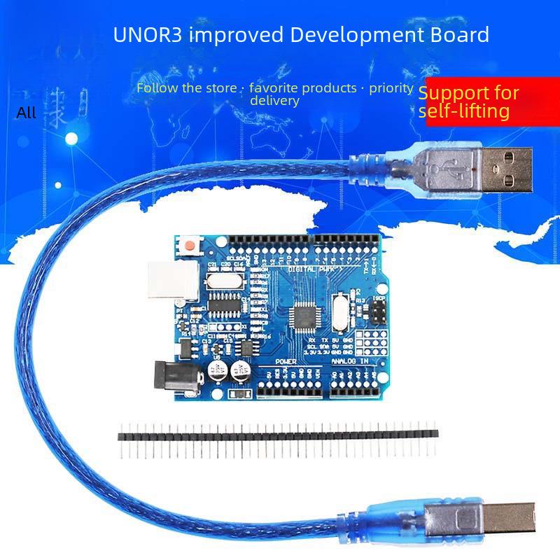 

Покращений UNO R3 (CH340G) з кабелем даних і контактним роз’ємом: Оновлена версія Square Port Without Wire