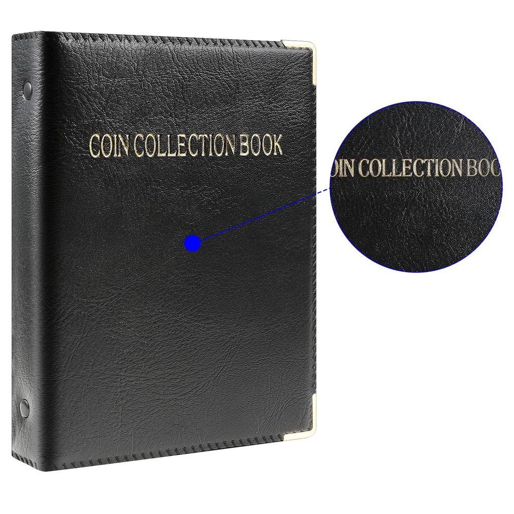 PAKESI Coin Album, Coin File, Large Capacity, Holds 480 Coins, Pocket Size 3*3CM, for Coin Collecting, Antique Coins, Currency, Coin Collection File,