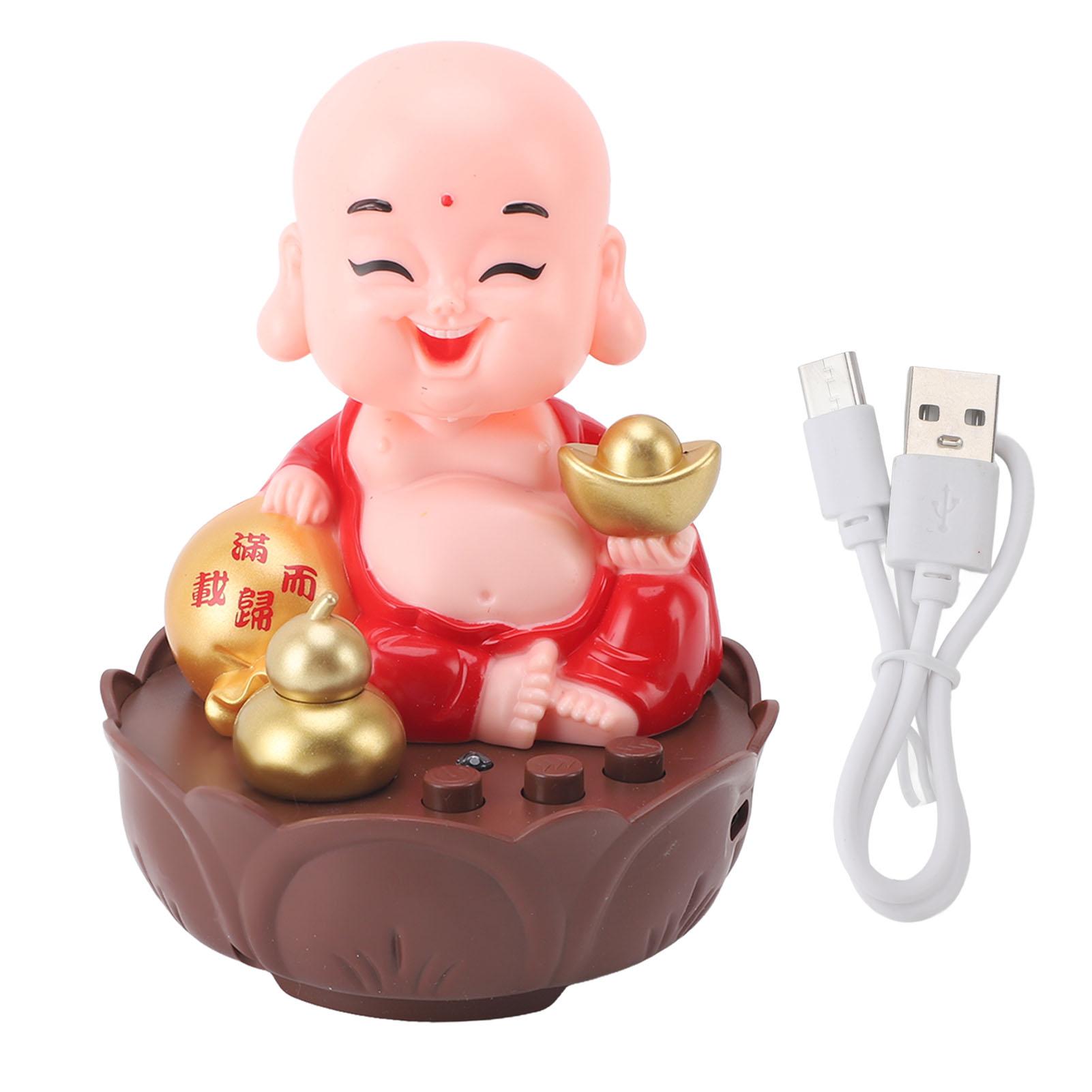 Статуя счастливого Будды с музыкой, зарядкой через USB, регулируемой громкостью, мультяшная фигурка смеющегося Будды Red
