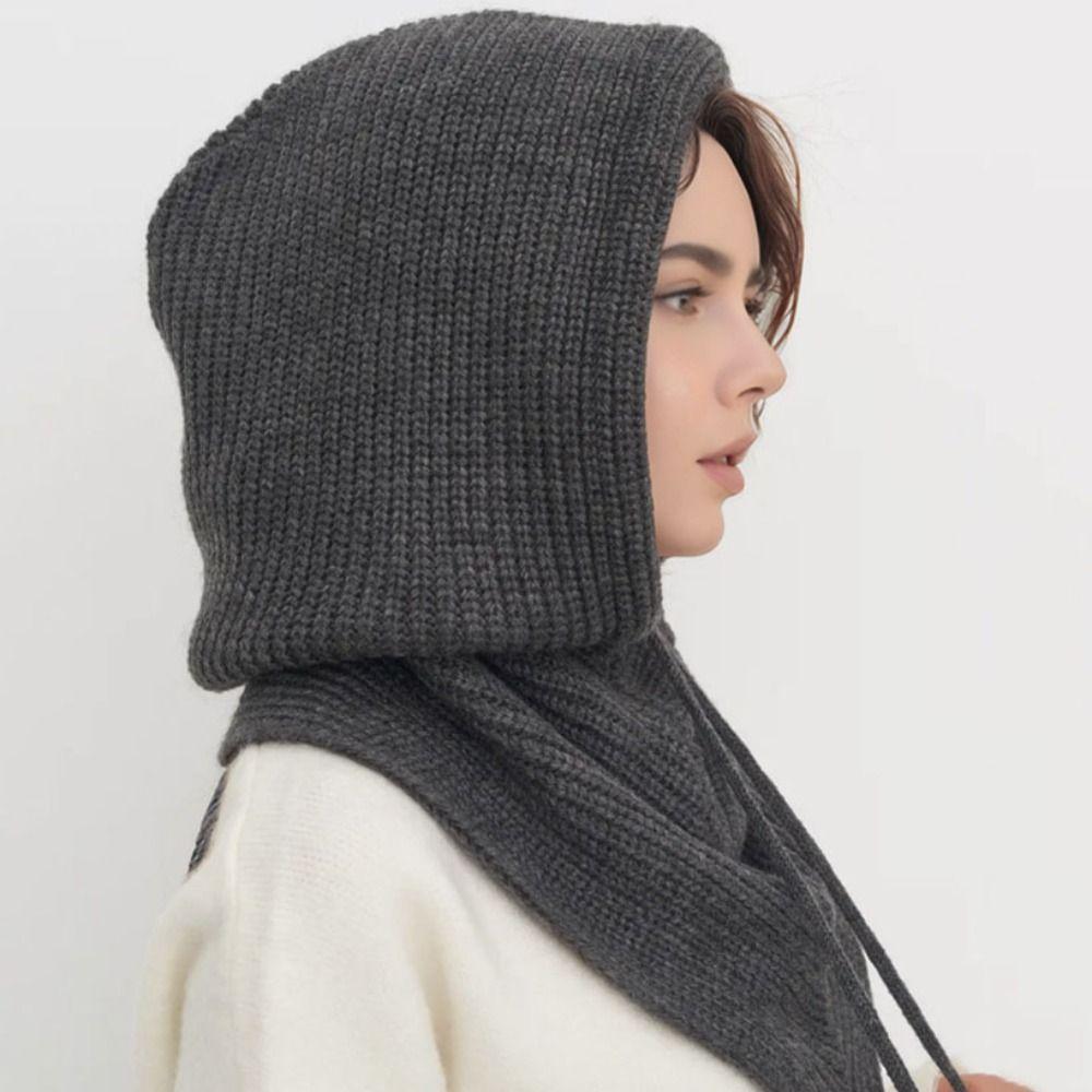 Thickened Balaclava Hat Solid Color Winter Cap Cute Ear Protection Hat  Streetwear