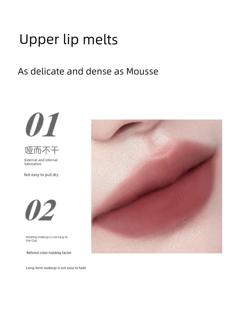 Novo Lipstick Velvet Matte Lip Mud Long-Lasting Color Lip Glaze Waterproof Student-Friendly Natural Look Whitening Affordable