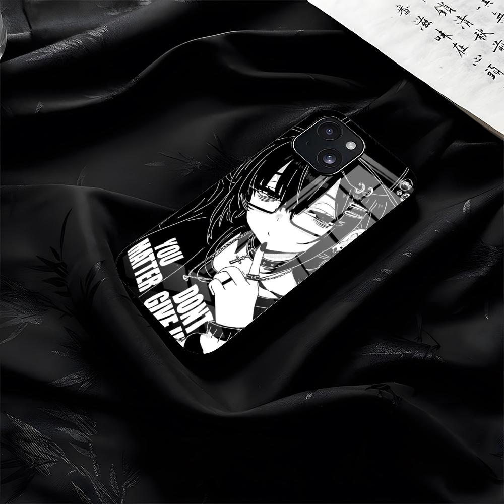 Anime Halftone Monokuro Girl Phone Case For IPhone 17 Pro Max 16 15 14 Pro Max 13 11 Plus Glass Cover