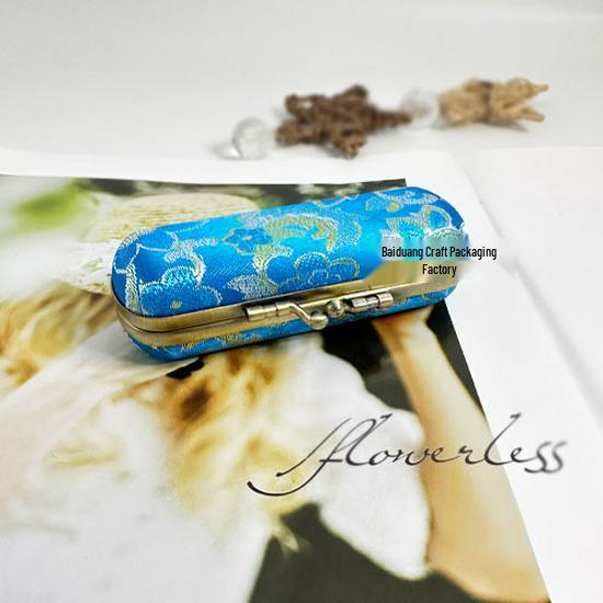 Vintage Brocade Embroidered Lipstick Case with Mirror