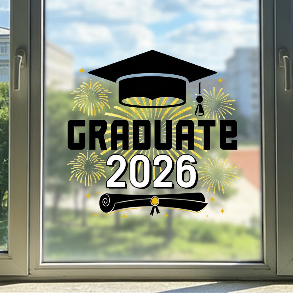 Graduation Season Glass Sticker Films for Living Room, Bedroom, Windows, Classroom and Display Windows Decoration