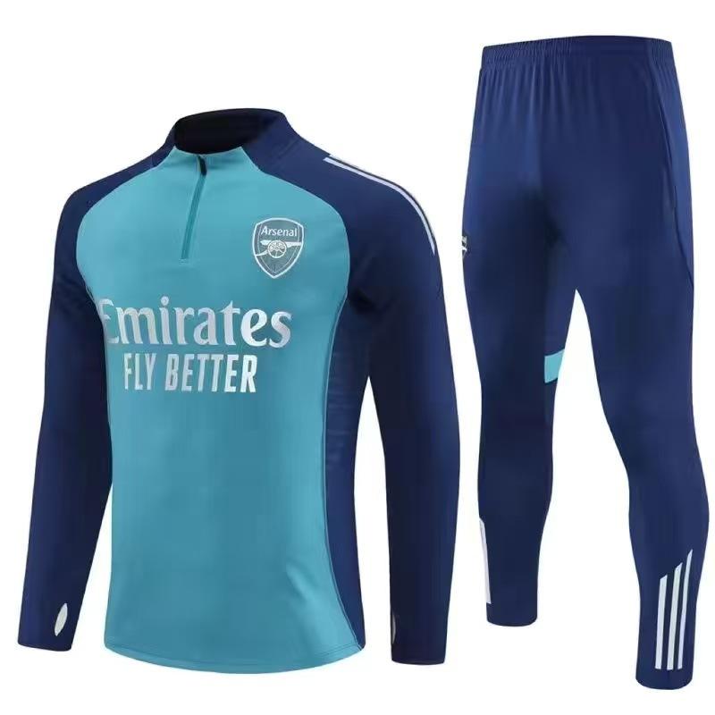 Höst Och Vinter Het Manchester United Träningsställ Arsenal Långärmad Halvdragkedja Fotbollströja Barns Vuxen Kostym