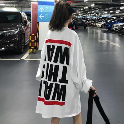 T-shirt Casual Stampa Lettere Taglie Forti Abbigliamento Oversize Donna Top Larghi Manica Lunga Estivi Magliette da Donna
