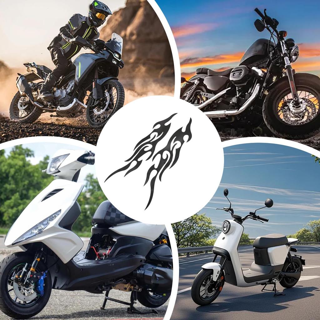 Fizepgo Motorcycle Sticker, Flame Decal - 2 Waterproof Emblem Design for Bumper Truck Golf Cart Mailbox Window Suitcase