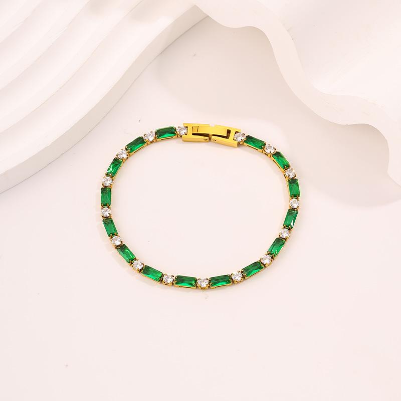 Titanium Steel European and American Light Luxury Style Straight Couple Versatile Temperament Advanced Sense Color Zircon