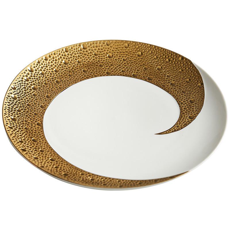 High End Restaurant El Tableware Meteor Shower Crescent Moon Flat Plate Ceramic Plate Light Luxury Steak Plate