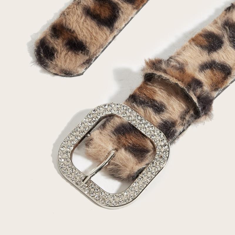 Leopard Print Furry Belt For Women And Men Soft Elastic Waistband With Secure Closure For Jeans Dresses