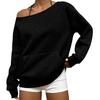 Women's Casual Fashion Solid Color Off-shoulder Long-sleeved Loose Sweatshirt With Pockets