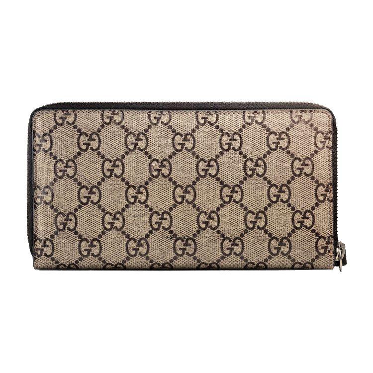 Gucci Tiger Head Print Vintage Logo Canvas And Leather Long Zipper Wallet Men Wallet Ebony Black 451273-K5Z1N-8666