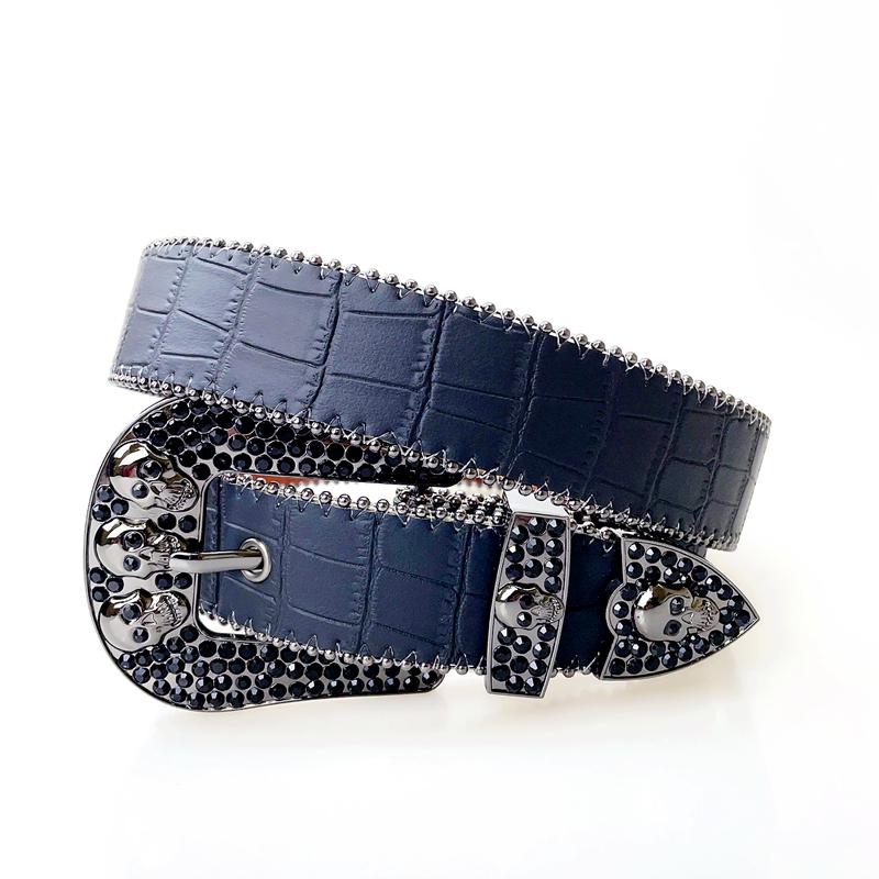 Punk Rock Rhinestone Western Belts Fashion Luxury Studded Belts Strap Diamond Bling Belts Cowgirl Cowboy Belt for Goth Jeans