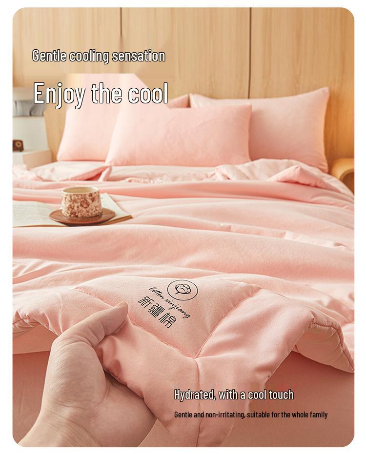 Xinjiang Cotton Summer Quilt: Lightweight, Machine-Washable, Thin Comforter for Dorms and Double Beds