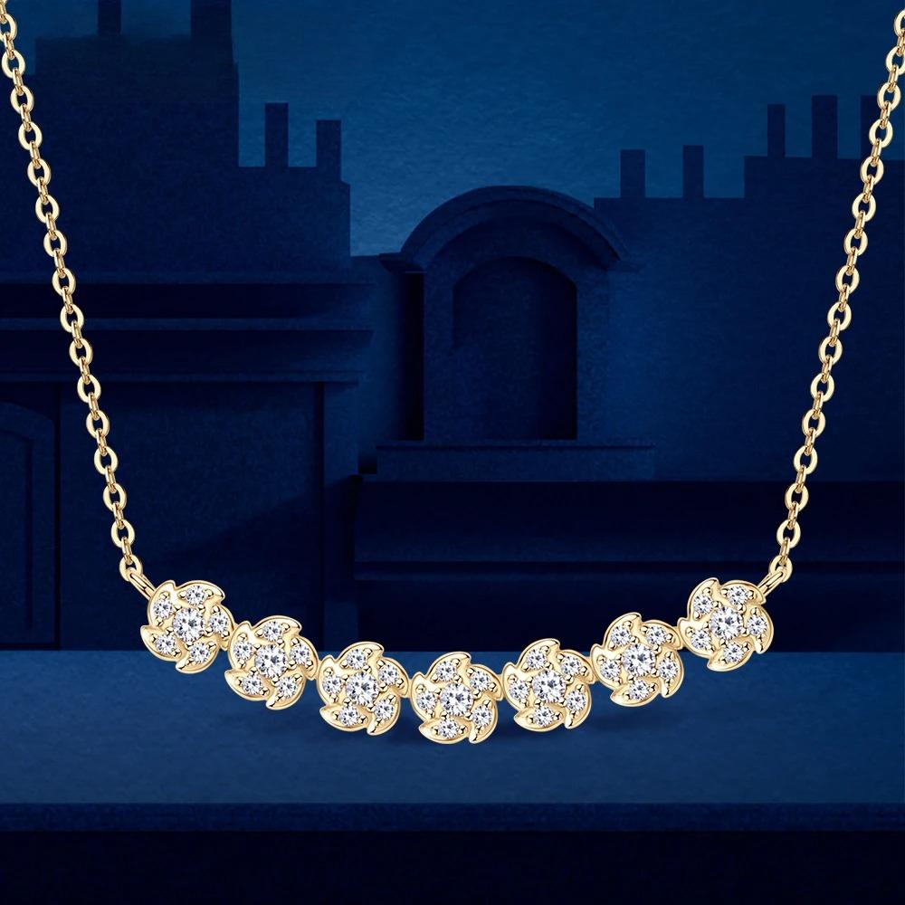 Moissanite Diamond Necklaces for Women, Dainty 14k Gold/925 Sterling Silver Choker Necklace Gold Plated Jewelry Trendy Gift
